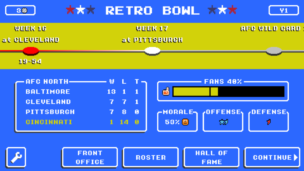 Official screenshot for Retro Bowl